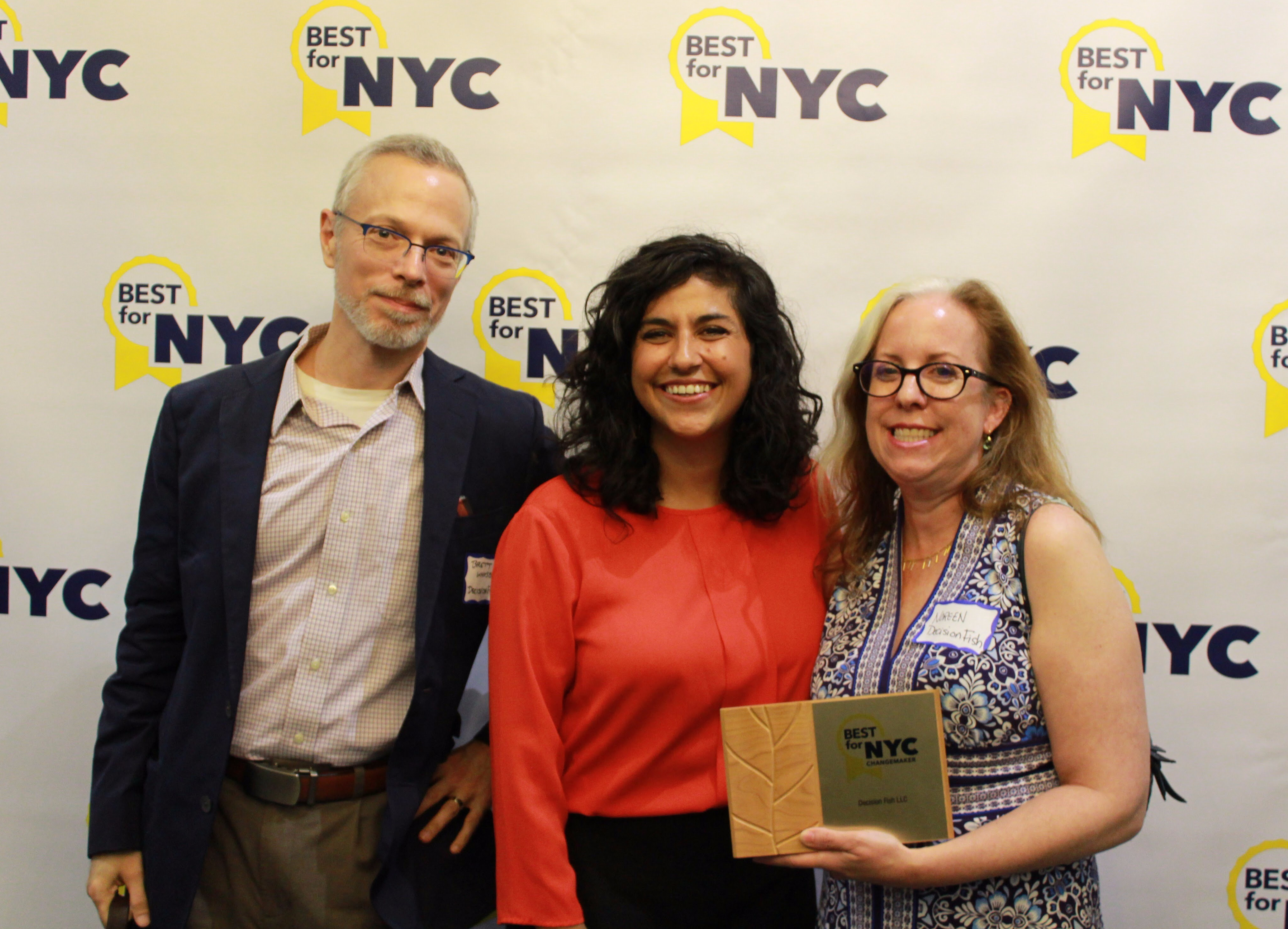 Decision Fish accepts Best for NYC Changemaker Award